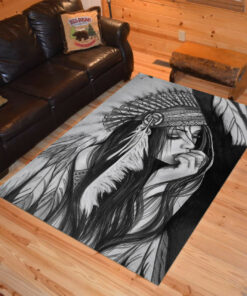 Personalized Native American Woman Area Rugs