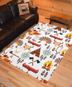 Personalized Seamless Pattern American Tribal Native Symbols Area Rugs