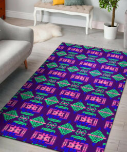 Personalized Geometric Red Green Pattern Native American Area Rugs