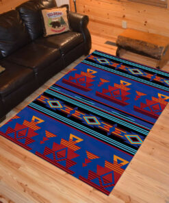 Personalized Native Pattern Blue Red Native American Area Rugs