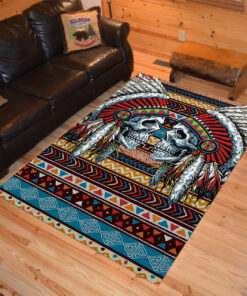 Personalized Native American Skulls Area Rugs
