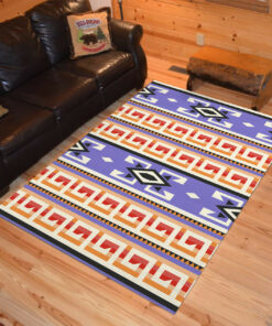Personalized Purple Pattern Native American Area Rugs