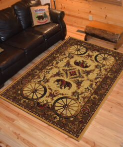 Personalized Western Wagon Wheel Native American Area Rugs