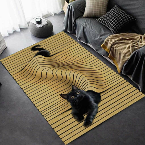 Lovely Cat 3D Illusion All Over Printed Area Rug Home Decor