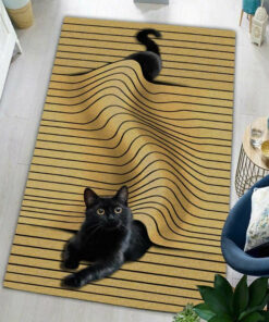 Lovely Cat 3D Illusion All Over Printed Area Rug Home Decor