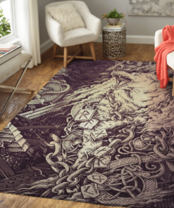 Fenrir Chain And Rune Viking Symbol Viking Area Rug