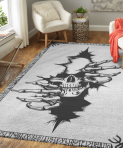 Rune Viking And Skull Viking Area Rug