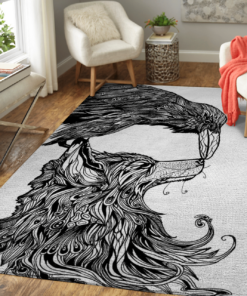 Fenrir And Raven Viking Area Rug