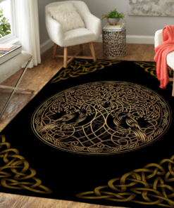 Yggdrasil Tree Of Life Raven Huginn And Muninn Viking Area Rug