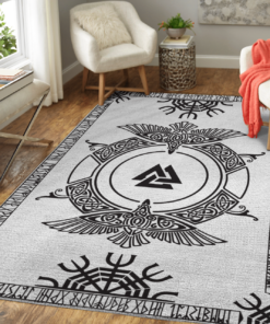 Viking Raven And Runic Viking Area Rug