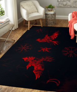 Raven - Rune - Vegvisir Viking Area Rug