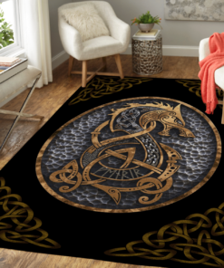 Fenrir Viking Symbol Viking Area Rug, Gifts for Viking Lovers