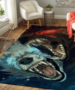 Water And Fire Wolf Viking Area Rug