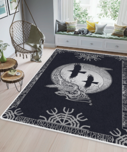 Runic And Raven Helm Of Awe Viking Area Rug