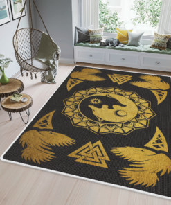 Raven And Ying Yan Wolf Viking Area Rug