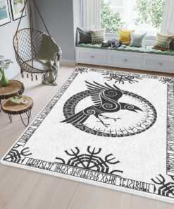 Viking Raven And Rune Viking Area Rug