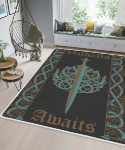 Ulfberht Sword - Valhalla Awaits Viking Area Rug