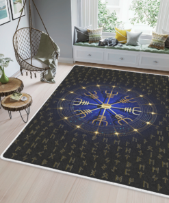 Viking Helm Of Awe And Rune Viking Area Rug