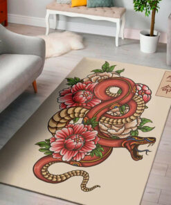 Cool Japanese Snake Tattoo Pattern Background Print Area Rug