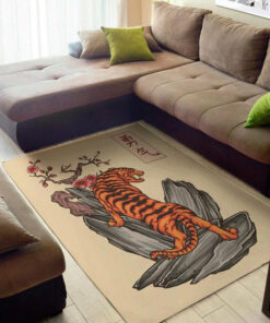 Horror Japanese Tiger Tattoo Pattern Background Print Area Rug