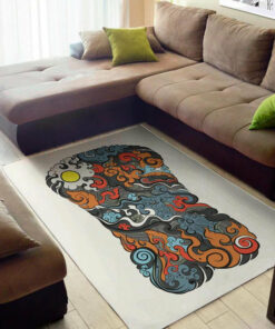 Japanese Elemental Tattoo Pattern Background Print Area Rug
