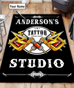 Personalized Tattoo Studio Area Rug For Living Room Bedroom