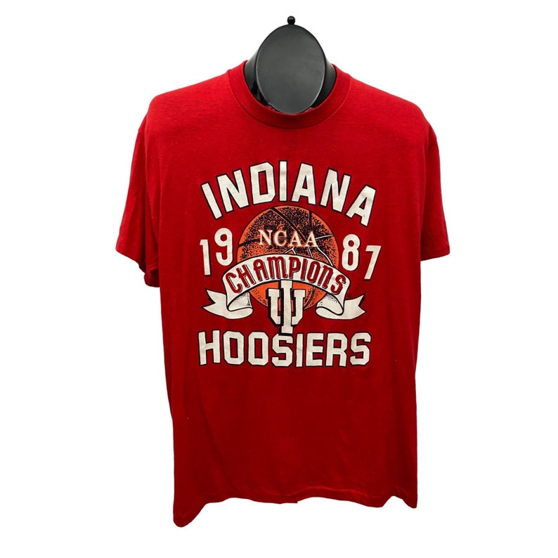 1980s Hoosiers T Shirt, 1987 Indiana University Hoosier IU Champs Graphic Shirt, Gifts For NCAA Fans