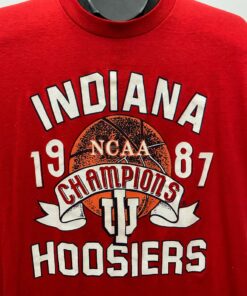 1980s Hoosiers T Shirt, 1987 Indiana University Hoosier IU Champs Graphic Shirt, Gifts For NCAA Fans
