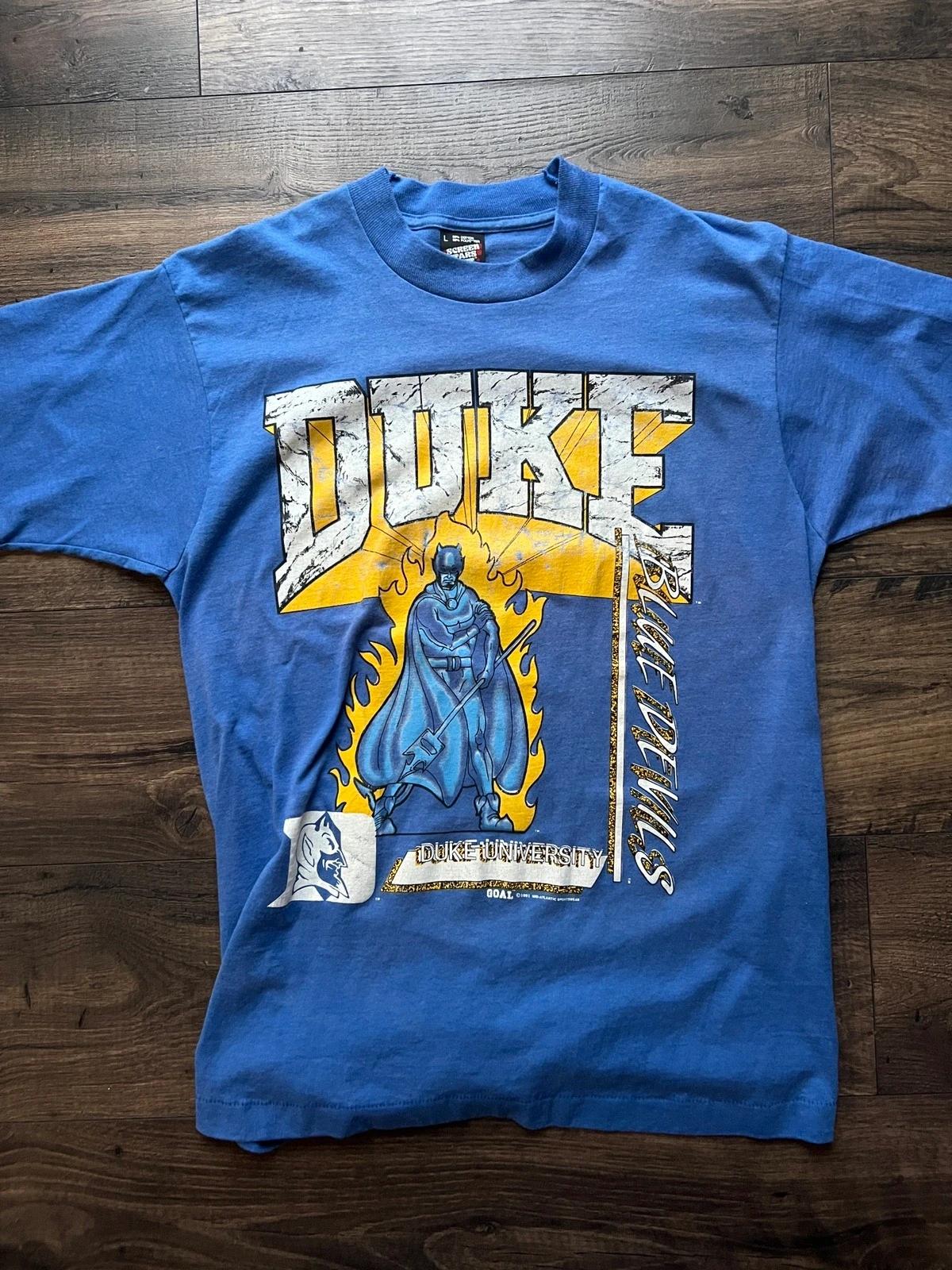 1991 Vintage Duke Blue Devils T Shirt Sweatshirt