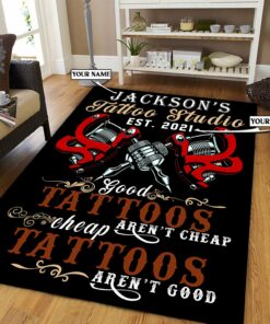 Personalized Tattoo Studio Area Rug For Living Room Bedroom Decor