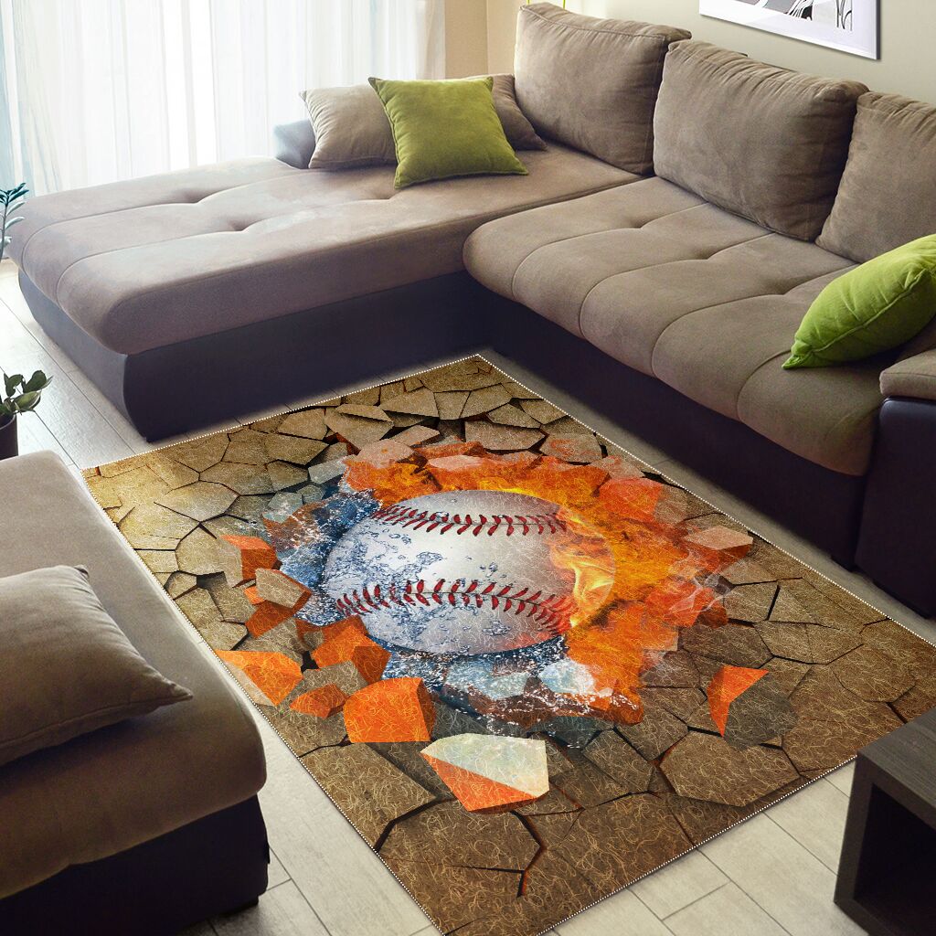 Peeking Baseball Baseball Rug