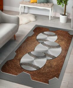 Sport Leather Pattern Print Baseball Rug