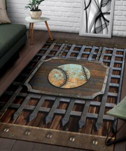 Baseball Metal Pattern Print Baseball Rug
