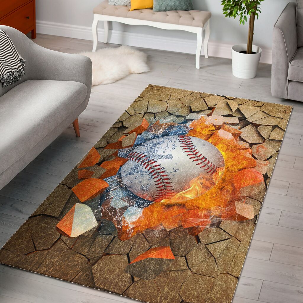 Peeking Baseball Baseball Rug