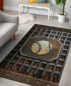 Baseball Metal Pattern Print Baseball Rug
