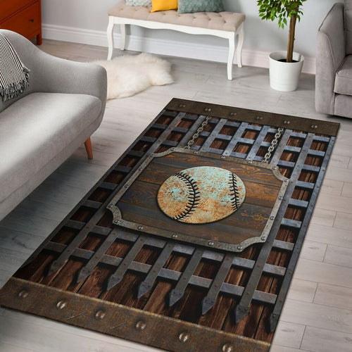 Baseball Metal Pattern Print Baseball Rug
