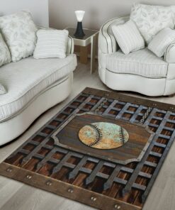 Baseball Metal Pattern Print Baseball Rug