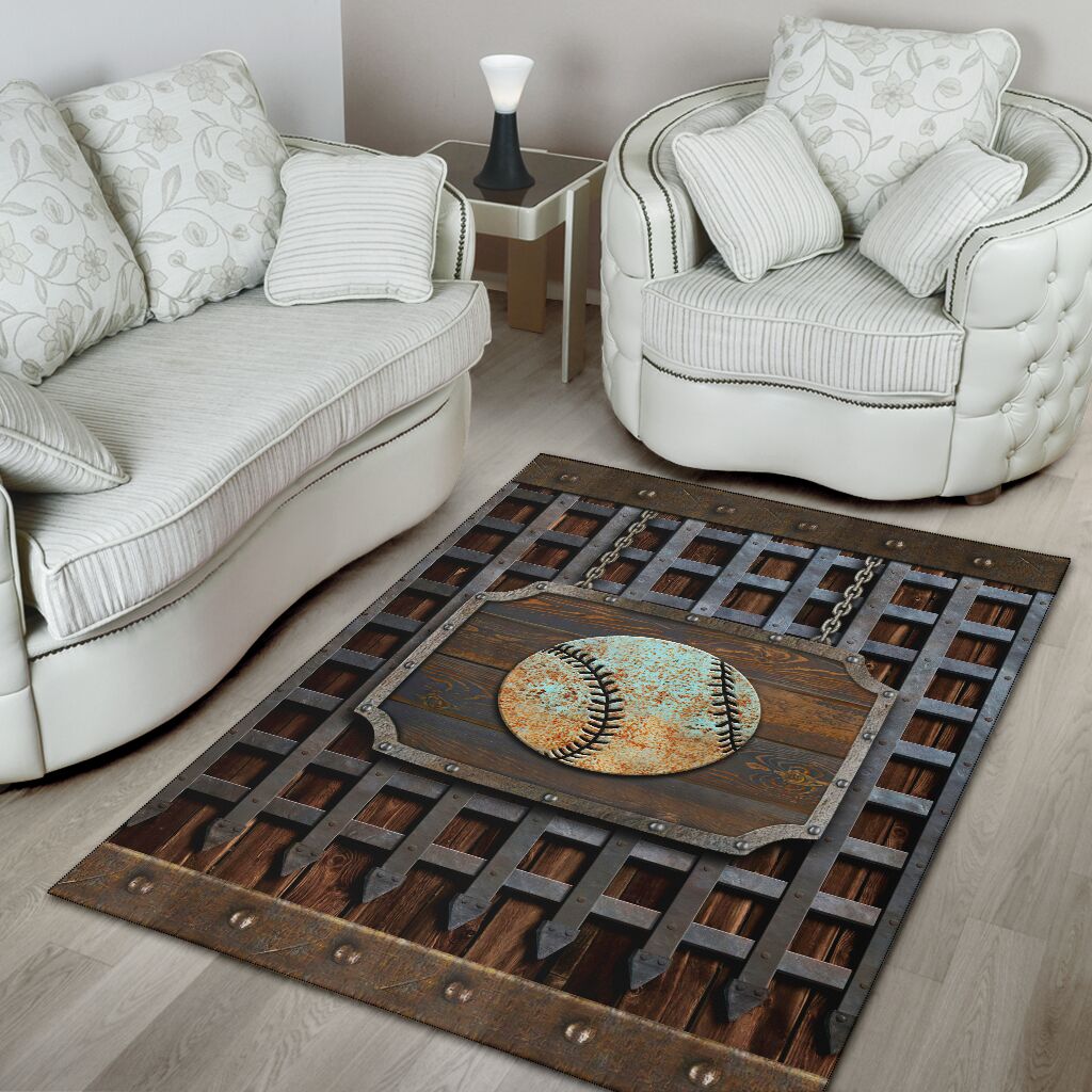 Baseball Metal Pattern Print Baseball Rug