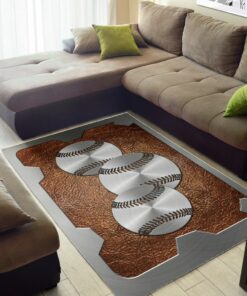 Sport Leather Pattern Print Baseball Rug