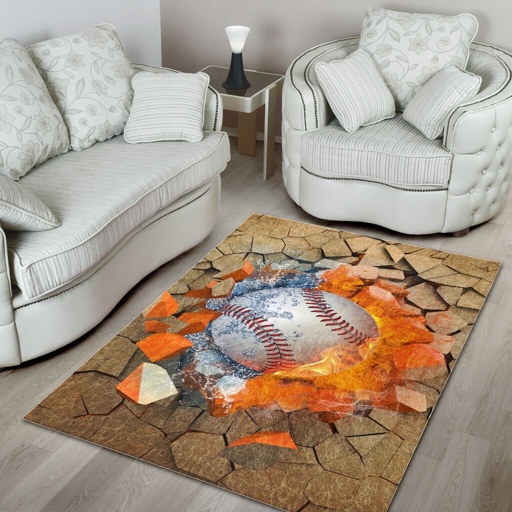 Peeking Baseball Baseball Rug