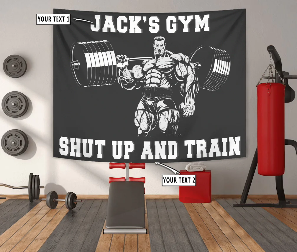 Personalized Gym Flags Banners Tapestry Home Gym Decor Bodybuilding - Image 2