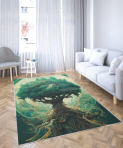 Watercolor Art Tree of Life Viking Rugs for Bedroom