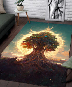Watercolor Art Tree of Life Viking Area Rugs