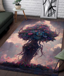 Watercolor Art Tree of Life Viking Area Rugs for Family