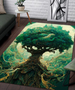 Watercolor Art Tree of Life Viking Rugs for Bedroom