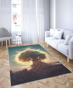 Watercolor Art Tree of Life Viking Area Rugs