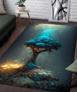 Watercolor Art Tree of Life Viking Area Rugs for Living Room