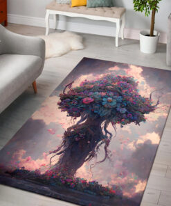 Watercolor Art Tree of Life Viking Area Rugs for Family