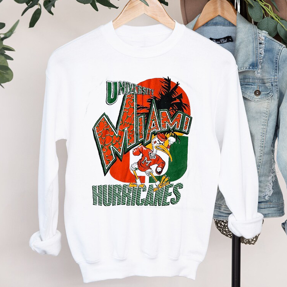 Vintage 80s University Of Miami Hurricanes College Varsity Shirt Sweatshirt Hoodie