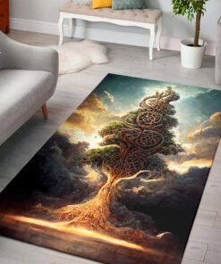 Watercolor Art Tree of Life Area Rugs for Family